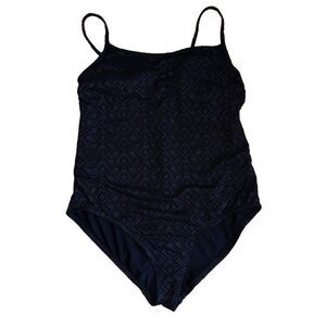 CATALINA Black Lace Eyelet One Piece Swimsuit - Lined Size X-Large 16/18